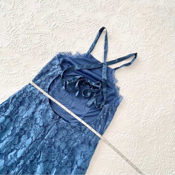 NWOT Lulus Wishful Wanderings Blue Lace Bodycon Midi Dress Medium - Picture 8 of 8